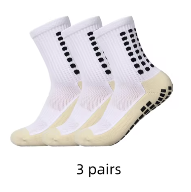 3 Pairs of White Grip Socks